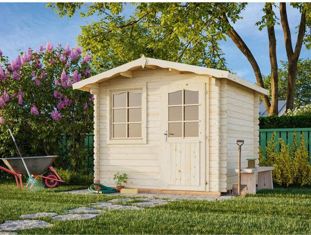 Palmako Gartenhaus Emma aus Fichtenholz in Grau-Weiß mit Satteldach und Fußboden, B/T/H: 290 x 250 x 229 cm - Bild 1