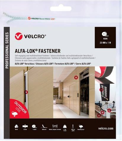 VELCRO Alfa-Lok Fastener Hakenband Schwarz Breite: 25 mm, Länge: 1 m - Bild 1