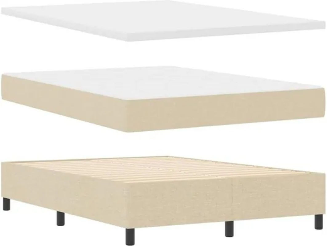 vidaXL Boxspringbett mit Matratze in Beige aus Stoff und Holzwerkstoff, B/T: 140 x 200 cm - Bild 1