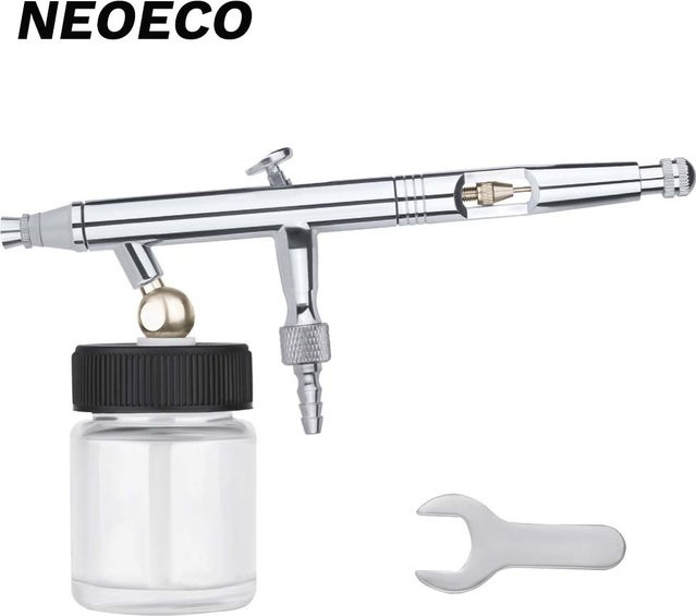 NEOECO Dual-Action-Airbrush-Kit mit 22cc Siphon-Feed und 0,5mm Düse in Silber für Modellbau, Handwerk und Airbrush-Malerei - Bild 1