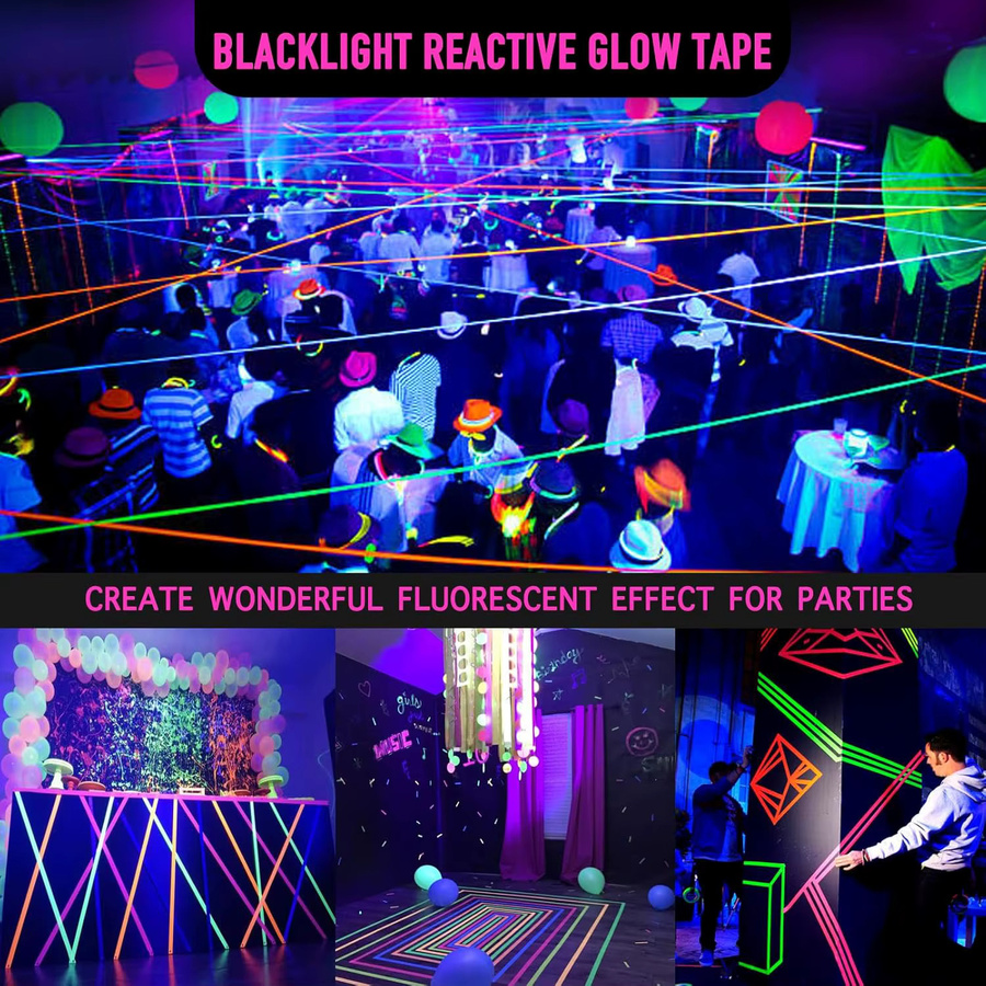 SCESSPACK Neon Gaffer Klebeband in Blau und Multicolour, reaktives fluoreszierendes Spike-Klebeband für UV-Schwarzlicht und Glow-Partys - Bild 6