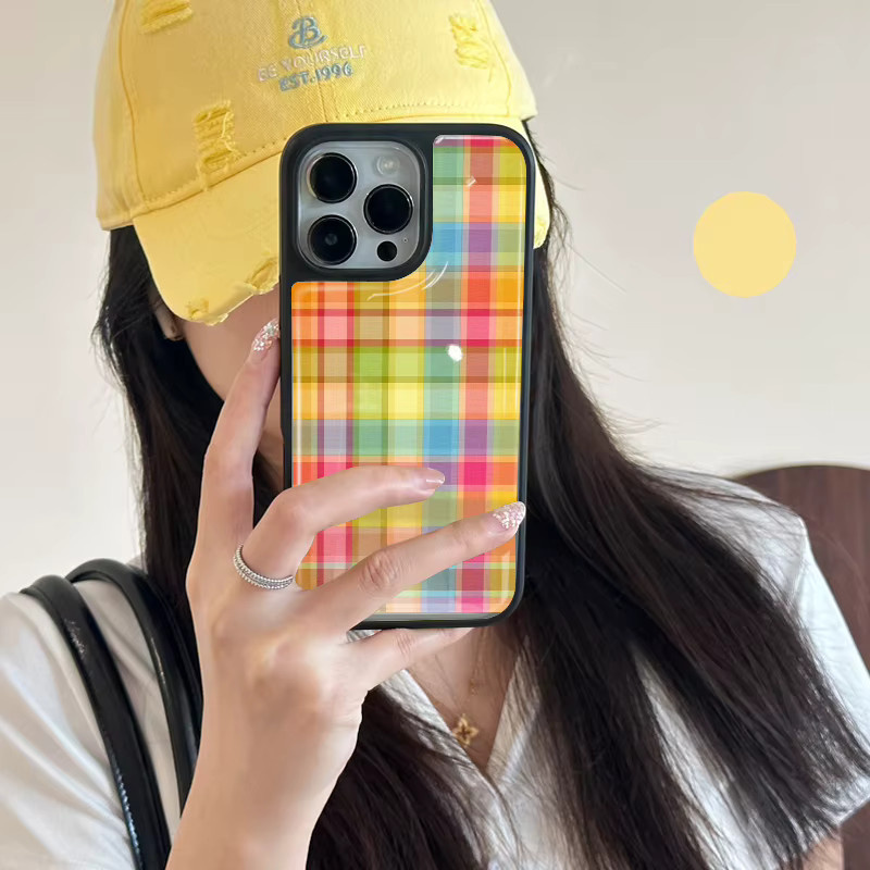 AIR PLUS Korean Style Gitter Handyhülle mit Anti-Drop-Schutz für iPhone 11 bis iPhone 17 Pro Max in Mehrfarbig - Bild 3