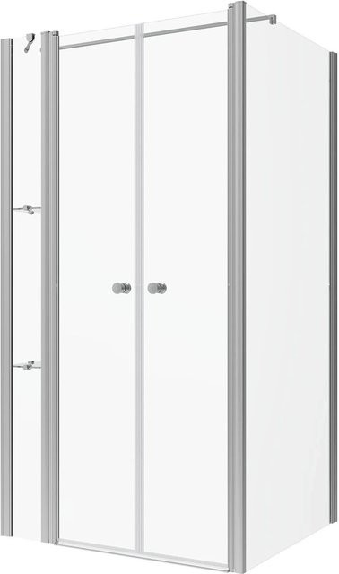 Aquabatos Eckdusche Duschkabine mit Pendeltür und Duschablage, ESG-Glas 6mm, Transparent, B/T/H: 115 x 80 x 197 cm - Bild 1