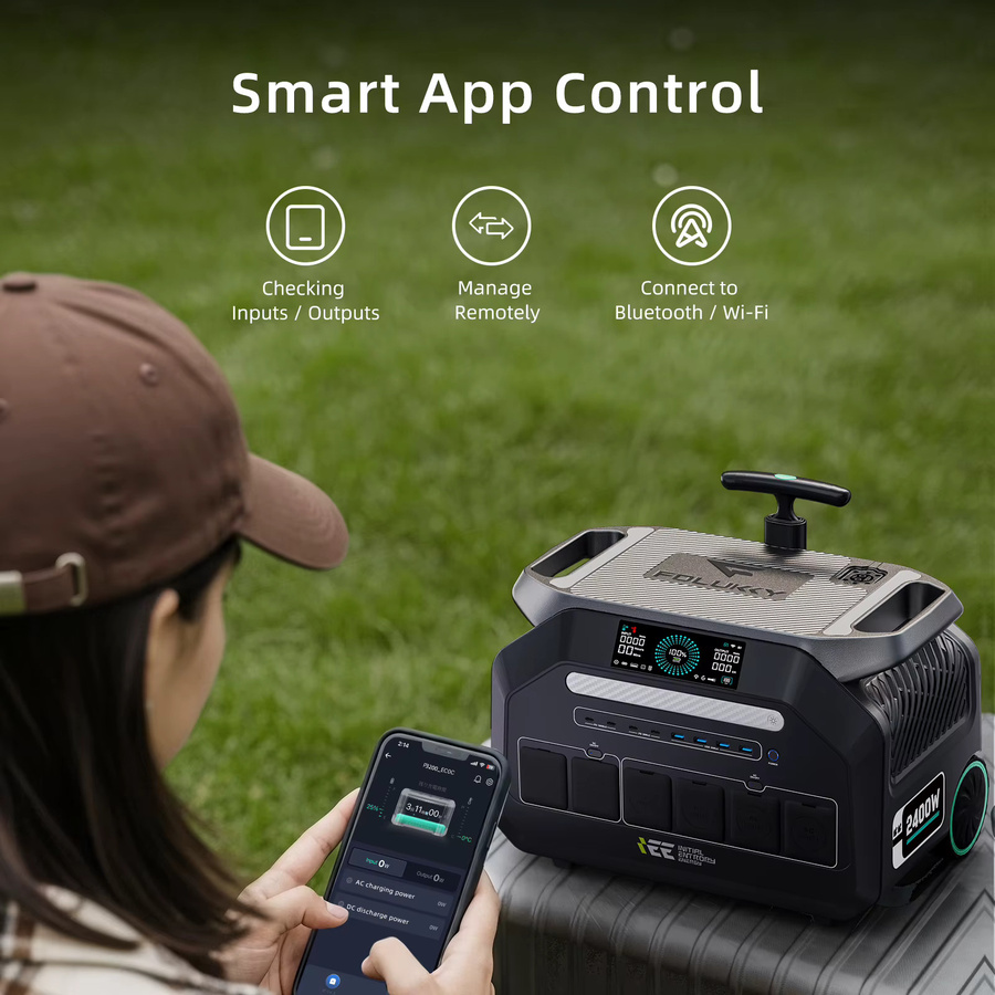 IEE P3200 Tragbare Powerstation mit 2048Wh LiFePO4 Akku, 3200W Leistung und 6400W Maximaler Ausgang, Trolley für Wohnmobil, Camping und Van - Bild 2