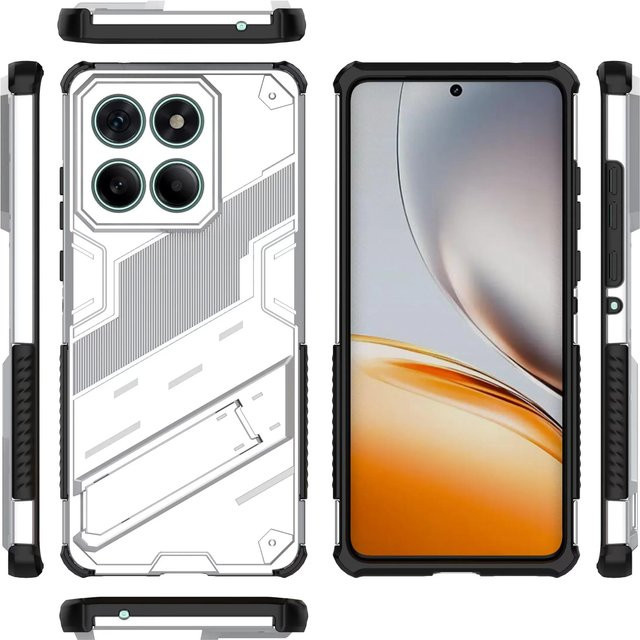 Robuste Stoßfeste Handyhülle mit Ständer für Motorola Moto Edge 60, 50 Fusion, G24, G04 und E14 in Weiß - Bild 1