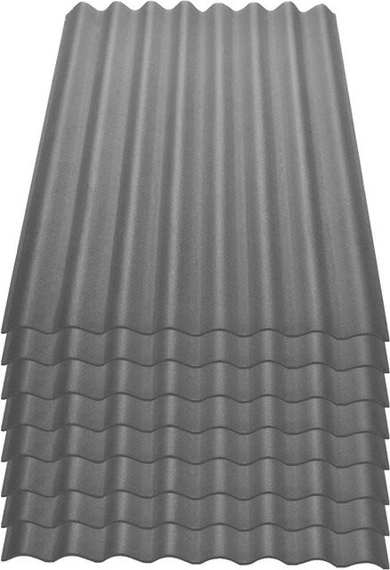 8er Pack Onduline Easyline Bitumen-Dachplatte intensiv grau, B: 76,0 cm, H: 100,0 cm, Tiefe: 2,6 mm, Profil 95/38 - Bild 1