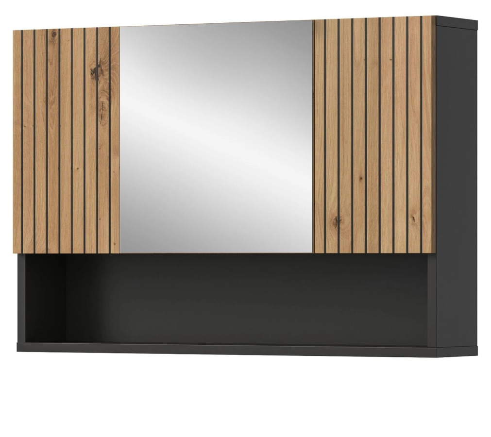 Inn.Furn Badezimmer Spiegelschrank Livia in Eiche und Grau mit LED-Beleuchtung, B/H: 80 x 55 cm - Bild 4