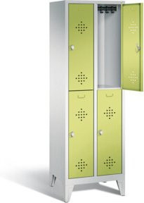 C+P Spind Classic doppelstöckig mit 4 Türen, Korpus Lichtgrau und Front Viridingrün, H x B x T: 185 x 61 x 50 cm - Bild 1