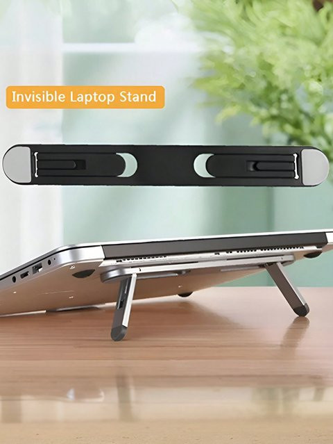YZIYOU Tragbarer und faltbarer Laptop-Ständer in Schwarz, verstellbares Büro-Schreibtisch-Zubehör für MacBook Air, MacBook Pro und Zenbook - Bild 1