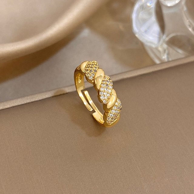Freetry Ring, Vintage, vergoldet, Messing, Zirkonia, Damen - Bild 1