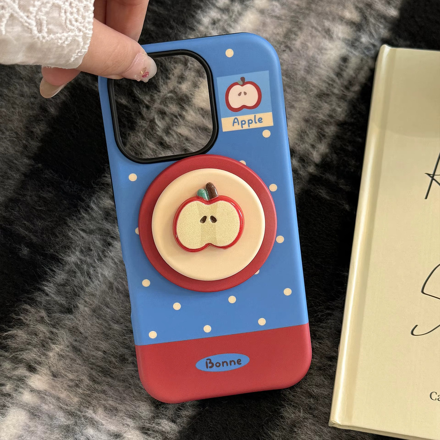 MUQGEW Magnetische iPhone Handyhülle mit Koreanischem Polka Dots Design und 3D-Sliced Apple Motiv, Stoßfeste Hardcover Schutzhülle für iPhone 11 12 13 14 15 16 Pro Max Mini, Mehrfarbig - Bild 5