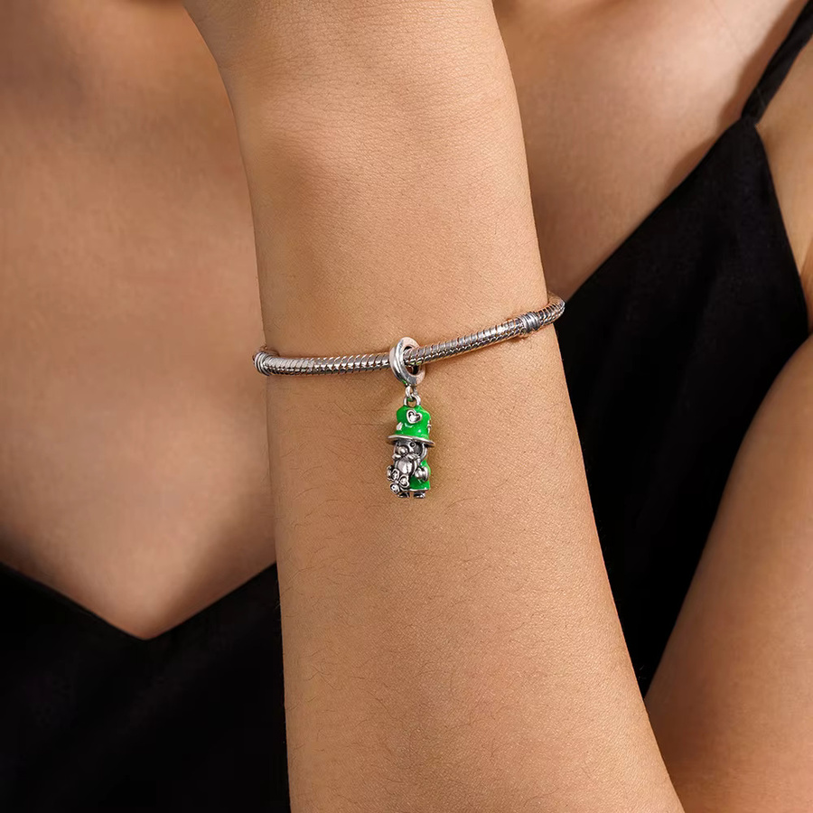 Charm-Anhänger 925 Silber, grüner Hut und Elfen, Damen - Bild 2