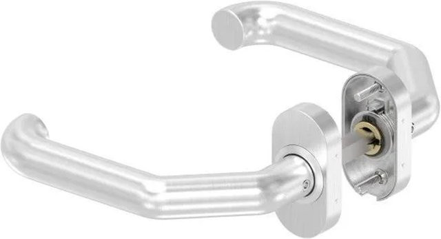 FeNau Türdrücker-Paar aus Edelstahl in Silber, gebürstet, mit 8mm Stift für Kastendicken 30-60 mm - Bild 1