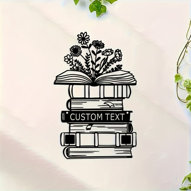 Personalisierte Metall-Wandkunst Hello Young Bibliothekar Namensschild im Art-Deco-Stil, Schwarz - Bild 1
