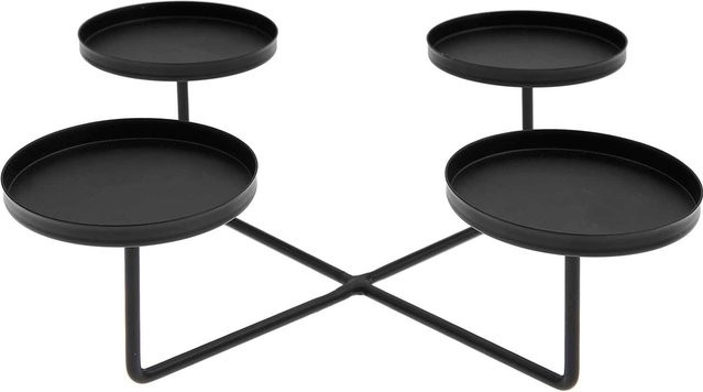 Rico Design Kerzenhalter aus Metall für 4 Stumpenkerzen in Schwarz, B/T/H: 23 x 23 x 8 cm - Bild 1
