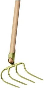 Ideal Dunghacke mit 4 Zinken und Holzstiel, Farbe Gold/Multicolor, Höhe: 130 cm - Bild 1