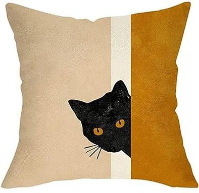 JMG Clothing Kissenbezug mit abstraktem Katzen- und Pflanzenmotiv im Sonnenuntergang, minimalistisches Design in Beige, B/B/B: 50 x 50 x 50 cm - Bild 1