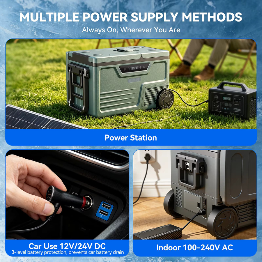 Foursun TAW-45D Dual-Zone Auto-Kühlschrank 48L in Grau mit Bluetooth-App-Steuerung für Camping und Reisen, 12V/24V DC und 100-240V AC - Bild 6