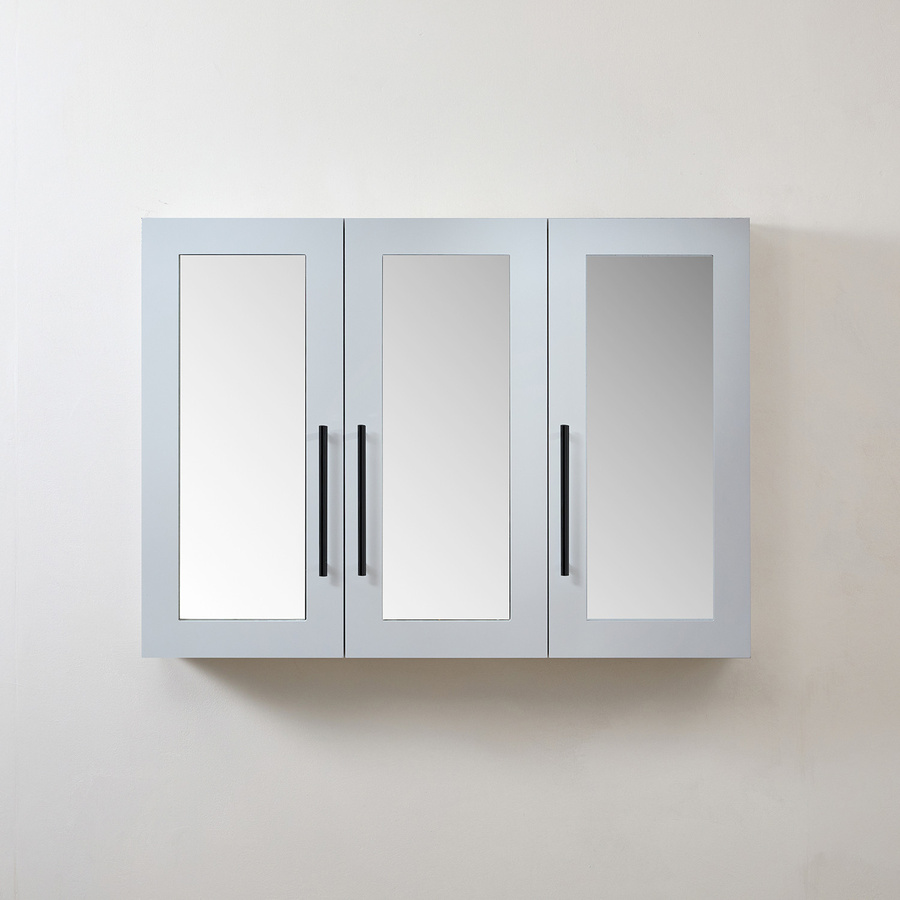 Spiegelschrank HudsonReed in Weiß mit schwarzen Griffen und Soft-Close-Türen, B: 90 cm, H: 65 cm - Bild 1