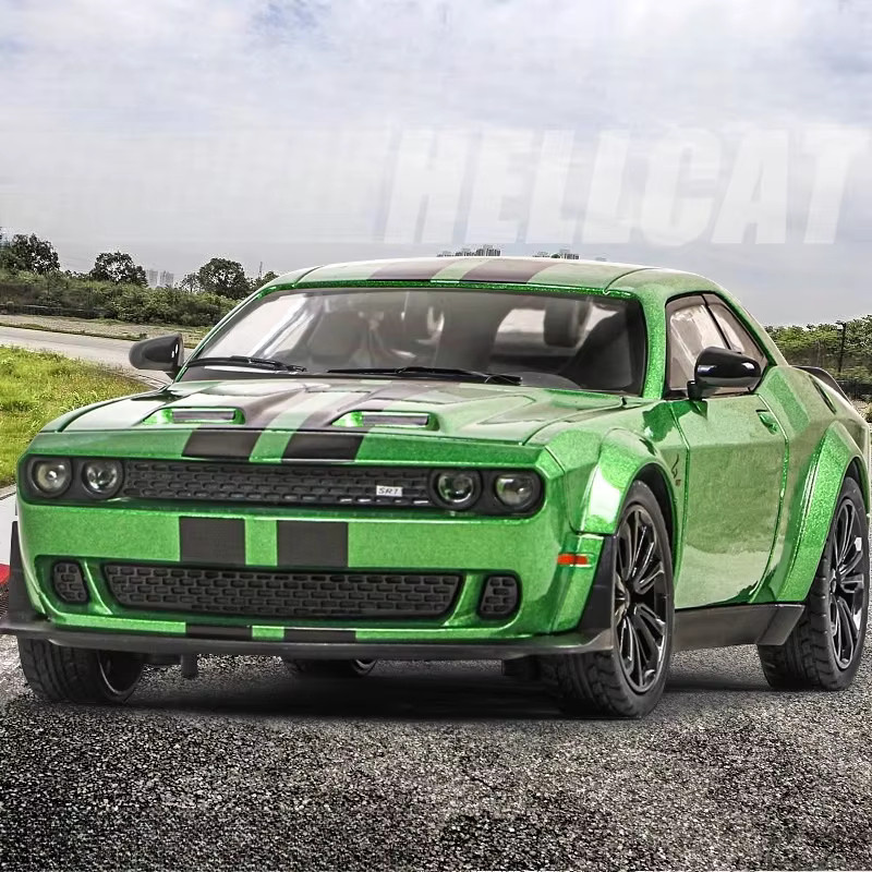 1:22 SRT Hellcat Klassischer Sportwagen, Modellauto, mit Sound und Licht, Grün - Bild 2