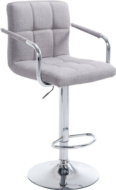 TPFLiving Barhocker Luca mit Chromoptik Metallgestell und grauem Stoffbezug - Bild 1