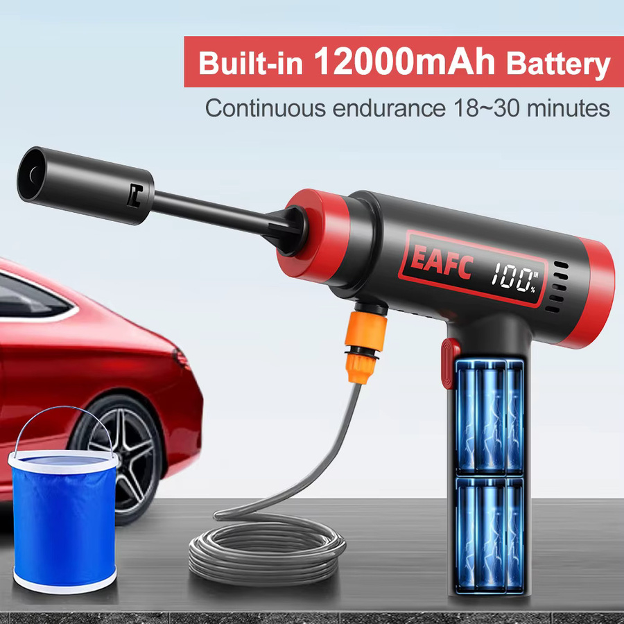 EAFC Akku-Hochdruckreiniger mit 60 Bar und 12000 mAh Lithium-Akku in Schwarz für die Außenreinigung von Autos und Höfen - Bild 2