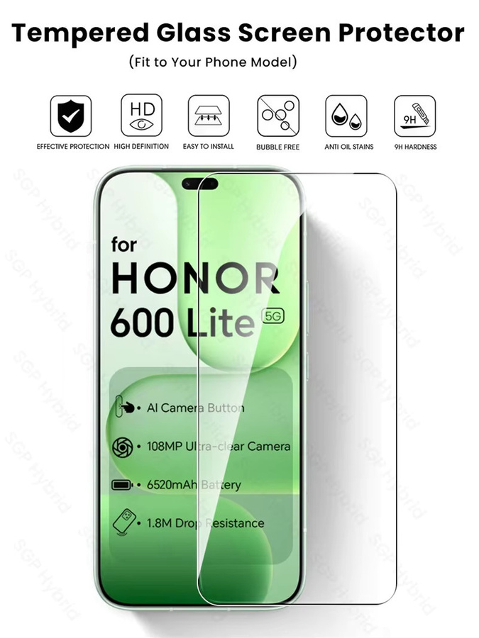 5 Stück Displayschutzfolien aus gehärtetem Glas für Honor 600 Lite 5G, transparente Vollabdeckung mit 9H Härtegrad - Bild 7