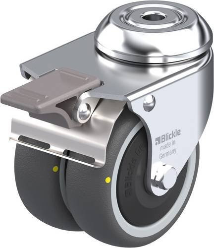 Blickle Doppel-Lenkrolle 75KF-FI-ELS in Silber und Grau mit 75 mm Rad-Durchmesser und 100 kg Tragfähigkeit - Bild 1