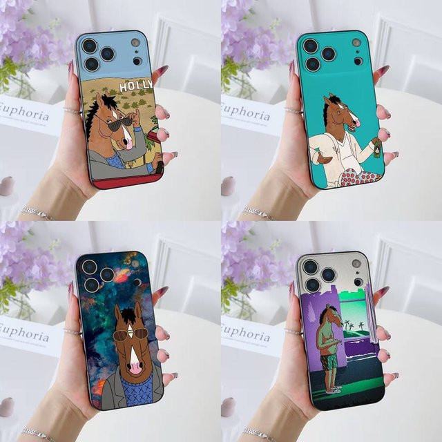Bilibili B-Bojack H-Reiter Handyhülle für iPhone 11 bis 17 Pro Max Plus Air Mini, Schwarz, weiches Silikon - Bild 1