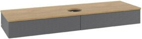 V&B Waschtischunterschrank Antao mit Frontstruktur, Eiche honig, Anthrazit lackiert, B/T: 160 x 50 cm - Bild 1