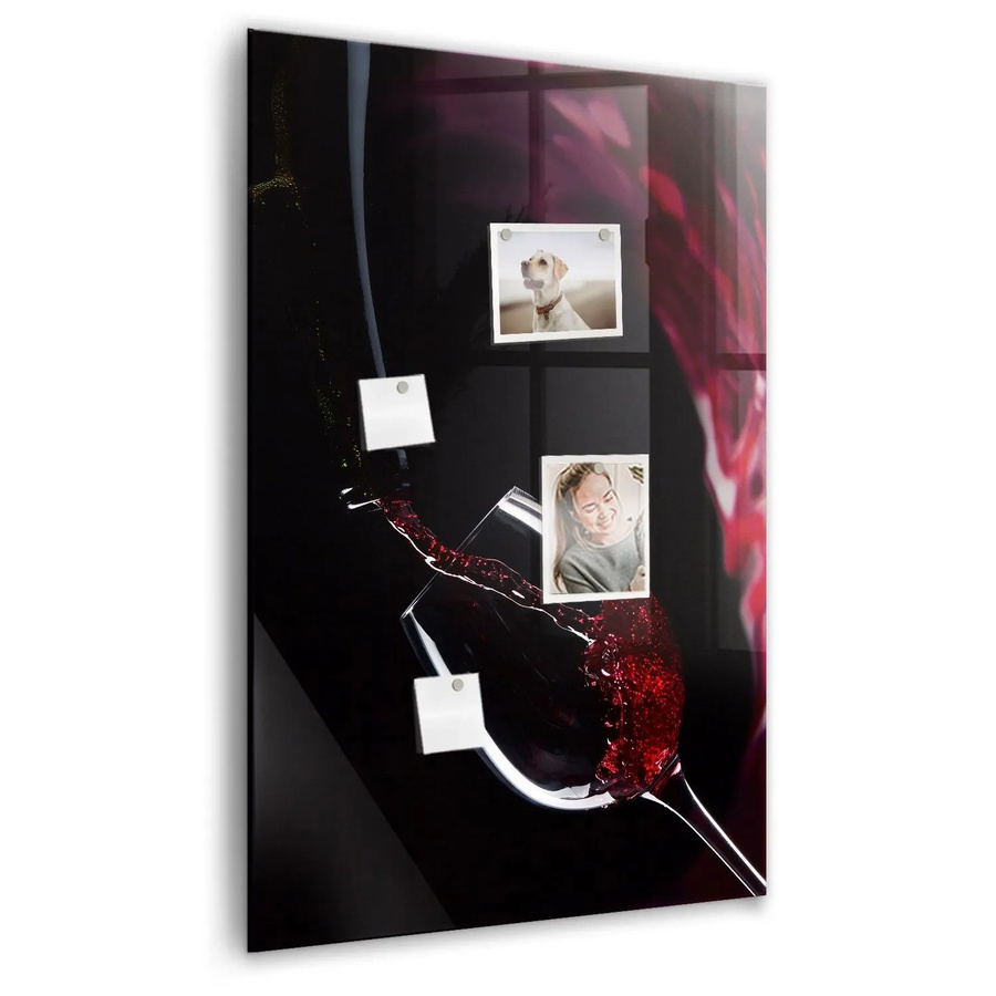 Tulup Magnettafel aus Glas mit Verschütteter Wein Design, Weiß, B: 90 cm, H: 60 cm - Bild 2