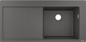 Hansgrohe Einbauspüle aus Granit-Verbundwerkstoff in Grau, 1 Becken rechts mit Abtropffläche, B/T: 103,0 x 49,0 cm - Bild 1