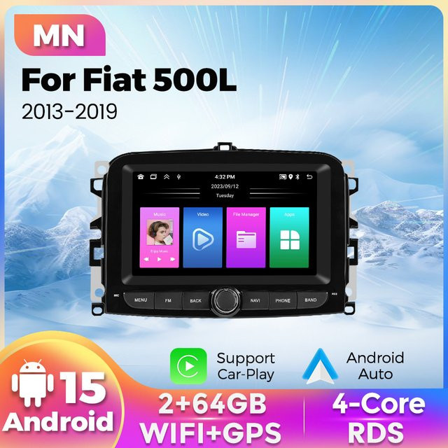 MEKEDE Android 15 Multimedia Autoradio mit GPS und Bluetooth für Fiat 500L 2013-2019 in Schwarz - Bild 1