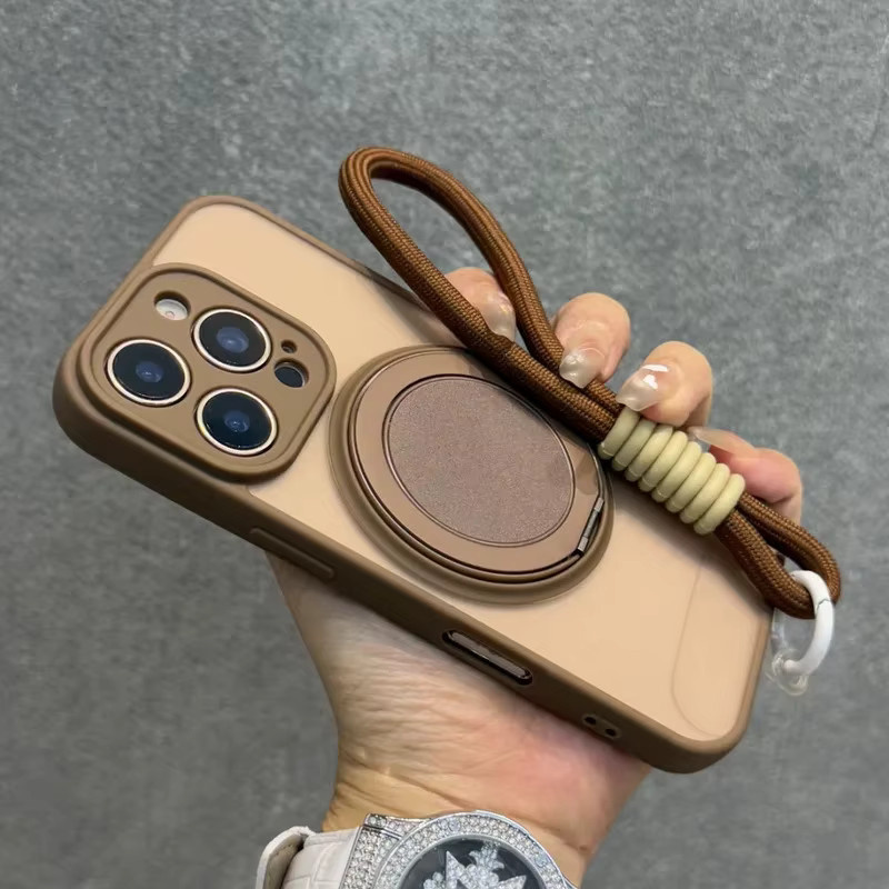 Magnetische iPhone Hülle mit Ringhalter und Handschlaufe, stoßfest und matt, Farbe: Schwarz, kompatibel mit MagSafe für iPhone 11 bis iPhone 17 Pro Max - Bild 1