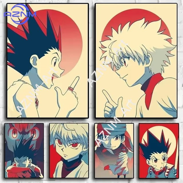 KAYOU Hunter X Hunter Anime Leinwand Poster Retro Wandkunst Illustration Mehrfarbig - Bild 1