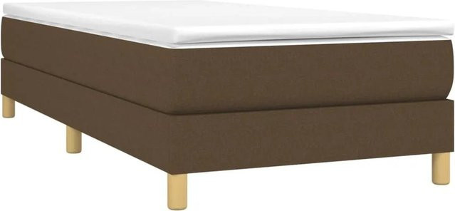 vidaXL Boxspringbett mit Matratze in Dunkelbraun, Hybridbett mit Taschenfederkern aus Stoff, B/T/H: 90 x 200 x 25 cm - Bild 1