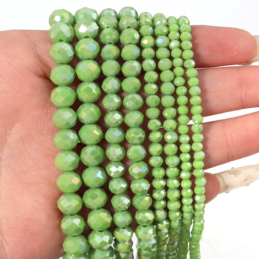 Kristallperlen Abacus-Glas, olivgrün, Unisex - Bild 2