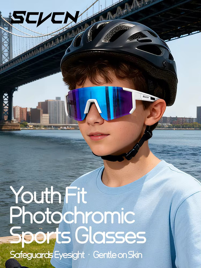 SCVCN Sportsonnenbrille Kinder, Vollrand, blau, Kunststoff - Bild 7