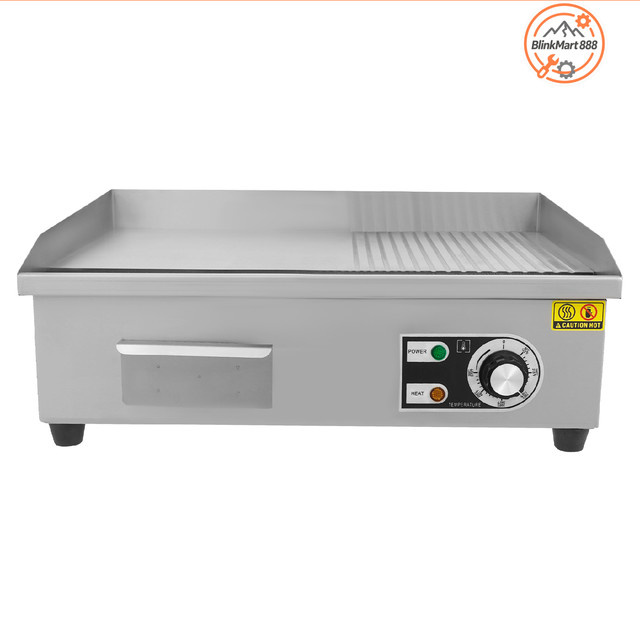 Sweetmile Elektrischer Teppanyaki-Tischgrill aus Edelstahl mit 3000W und Temperaturregler, Silber, B/T/H: 55 x 43 x 24 cm - Bild 1
