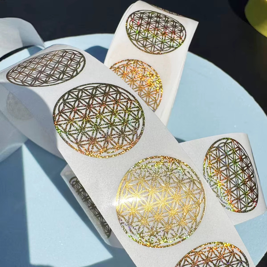 1000 Stück Blumen des Lebens Aufkleber in Multicolour, 2 Rollen holografische runde Siegelaufkleber für Scrapbooking, Tagebücher und DIY-Projekte - Bild 5