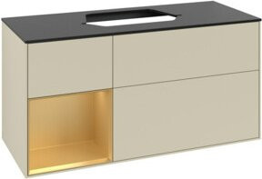 V&B Waschtischunterschrank Finion in Lackoptik mit Regal links, Breite: 120 cm, Tiefe: 50,1 cm, Höhe: 50,1 cm - Bild 1