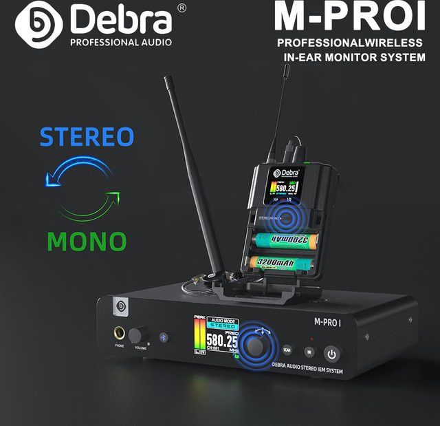 Debra M-PROI Drahtloses Audiosystem in Schwarz mit Bluetooth, 560-690MHz, 24bit/44,1kHz und 7ms Latenz für Studio und Live-Auftritte - Bild 1