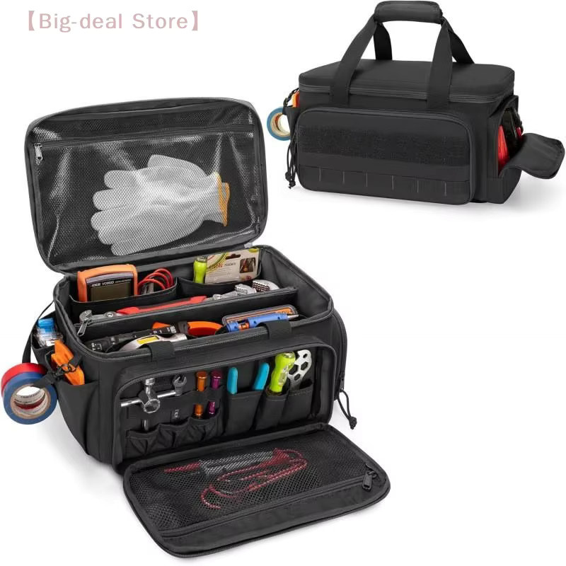 JTZTF Taktische Werkzeugtasche in Schwarz mit rutschfester Basis, Tragbarer Mehrzweck-Arbeitsorganisator für Heimwerker und Tischler, B/T/H: 36,7 x 21,5 x 20,5 cm - Bild 2