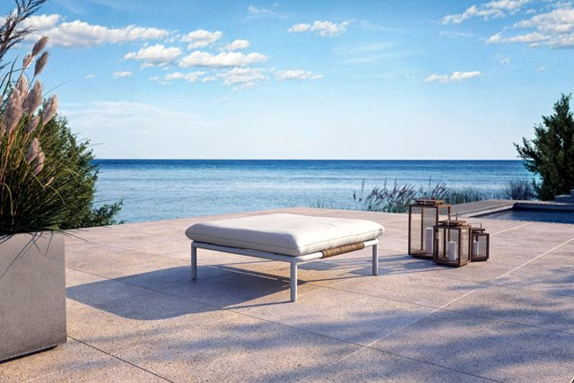 OUTFLEXX Visby Loungesofa Ottomane in Creme/Weiß aus Aluminium und Stahl - Bild 1