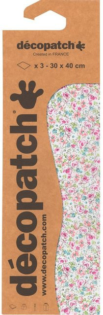 Décopatch-Papier Blümchen in Rot, Rosa und Weiß - Bild 1