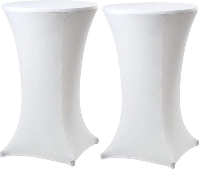 TRUTZHOLM 2er Set Stretch Stehtischhusse für runde Tische, Weiß, Durchmesser: 70 cm - Bild 1