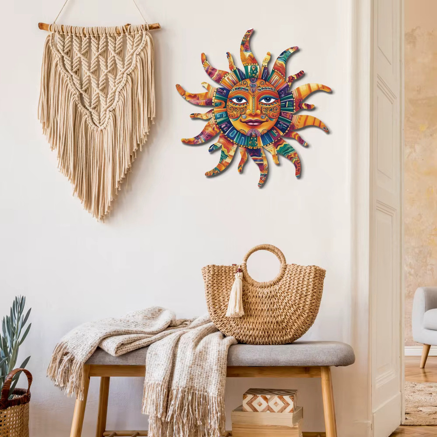 Putuo Decor Metall-Blechschild mit abstraktem Mond-Design in Multicolour für Garten und Wanddekoration im Boho-Stil - Bild 4