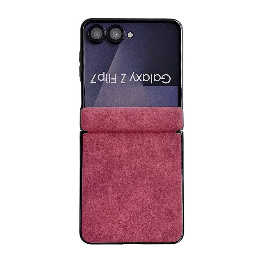Samsung Galaxy Z Flip 7 Luxuriöse Lammleder-Handyhülle mit Scharnier-Schutz in Rot - Bild 4