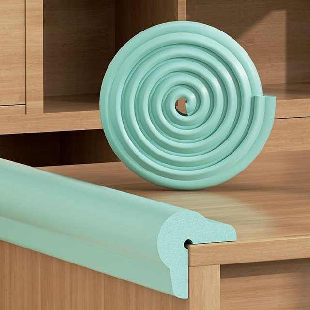 Pinxingwen L-förmiger Baby-Kantenschutz aus Schaumstoff, selbstklebender Eckenschutzstreifen für Tischkanten, Grün - Bild 1