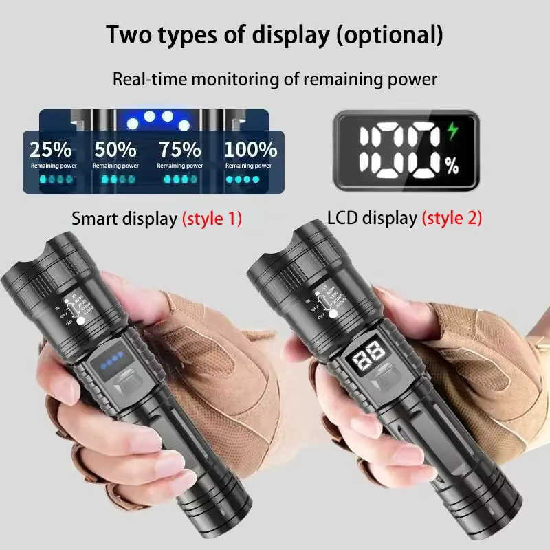 KDULIT LED-Taschenlampe in Schwarz, wiederaufladbare Hochleistungs-Taschenlampe mit USB-C-Anschluss und zoombarem Licht für Outdoor, Camping und Notfälle - Bild 5